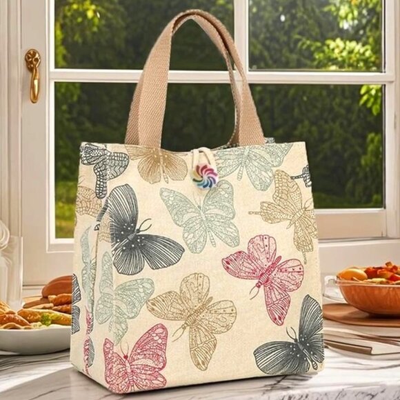 BUTTERFLY PRINT CANVAS TOTE - Picture 1 of 3